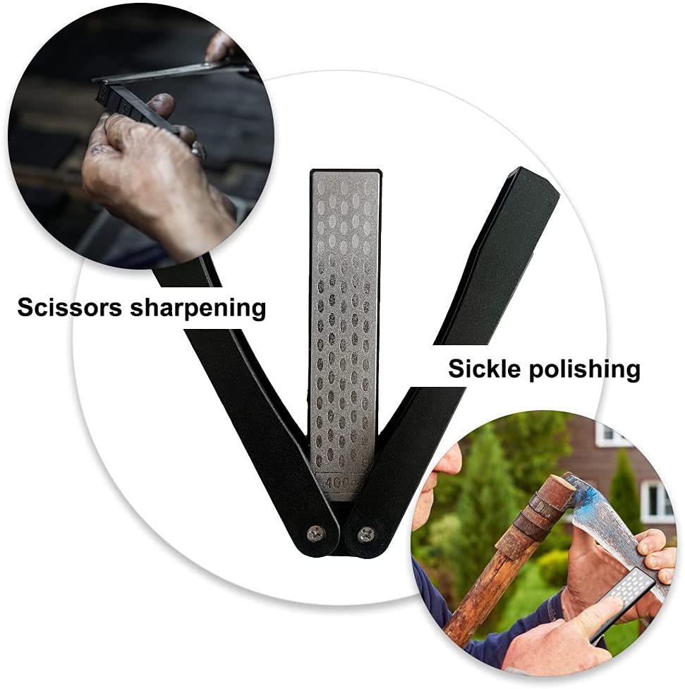 Sharpening Stone Whetstone - Foldable Double Sided Diamond Knife Sharpener