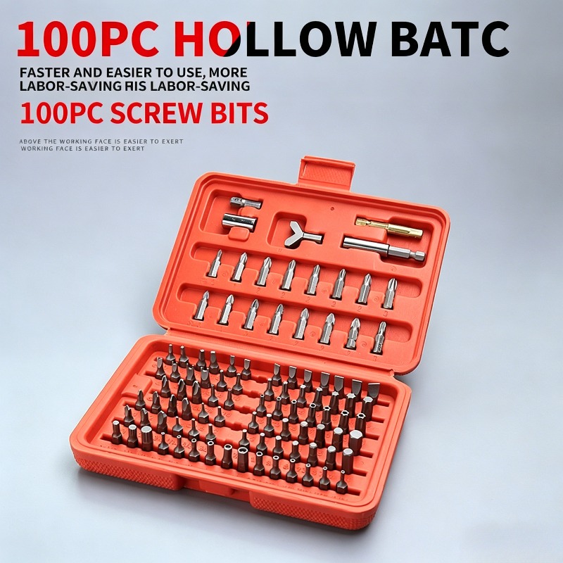 Workshop Use Tools - 100PCS Screwdriver Bit Set, Hollow Security